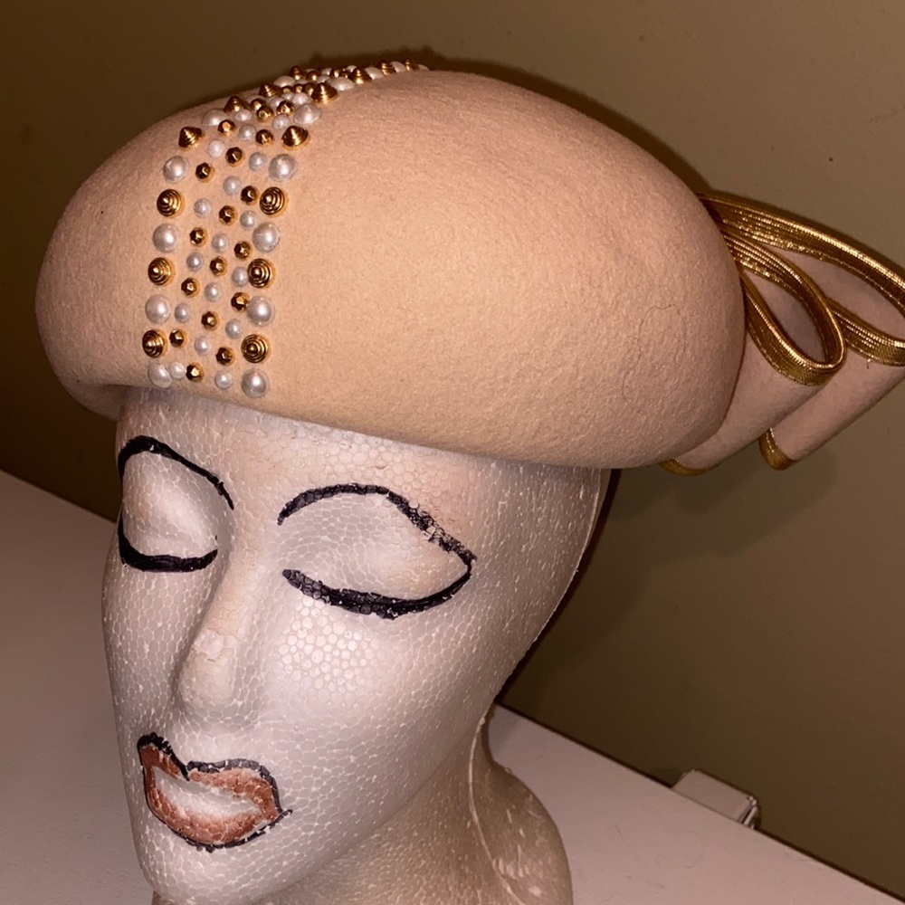 Really Cute Ivory Wool Church Dress Hat by Mr. John